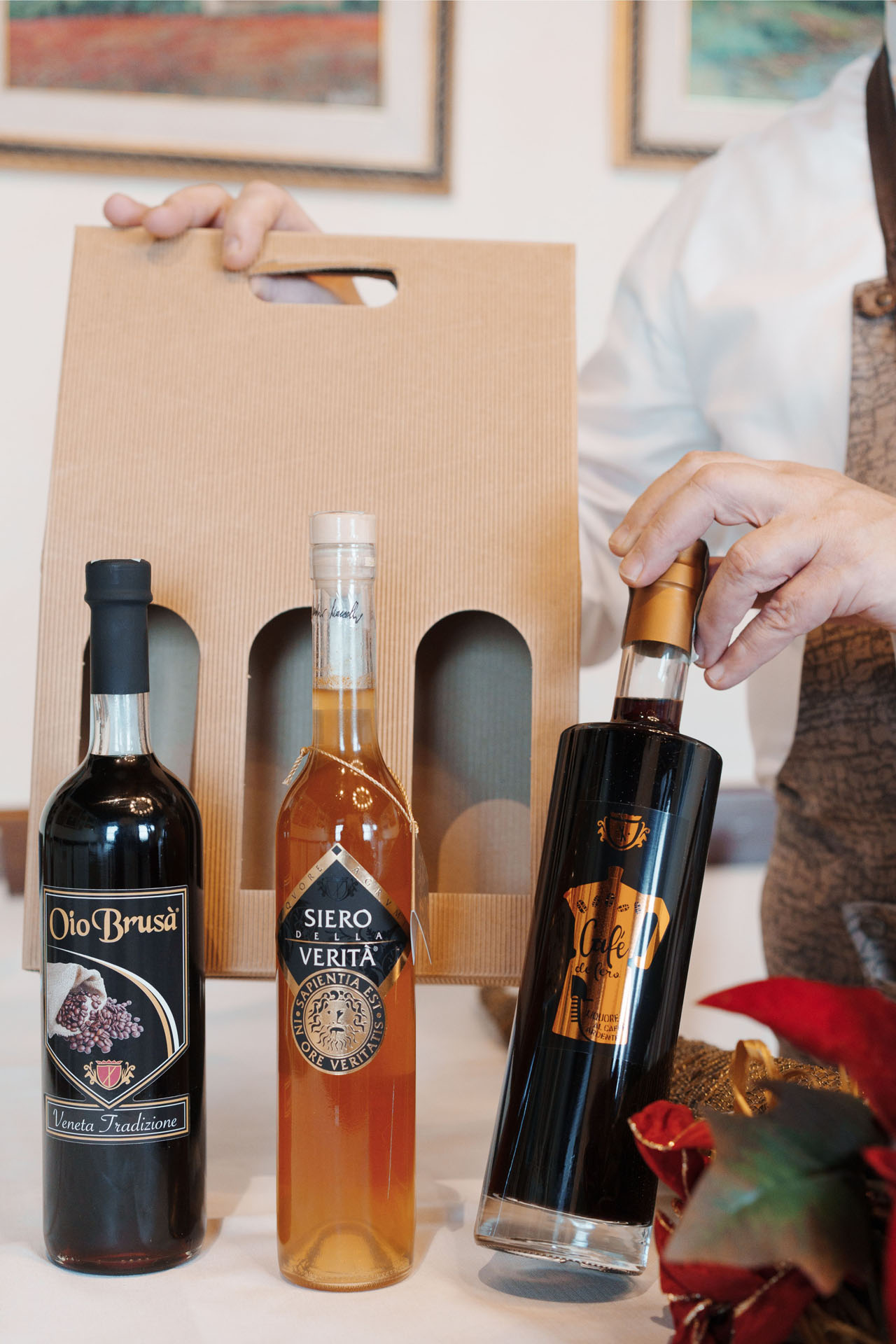 Trittico di liquori famosi, proposti come idea regalo.